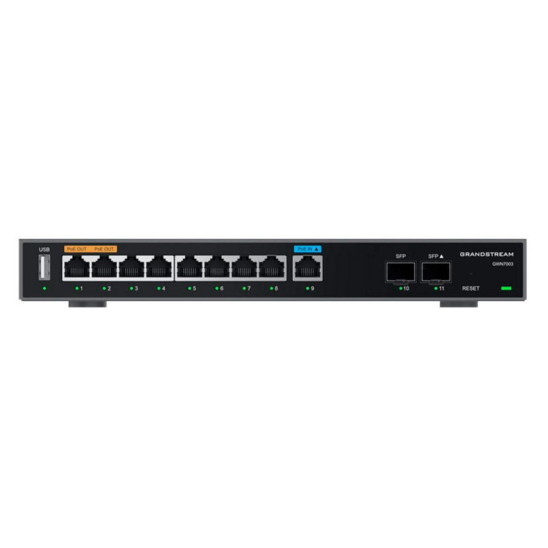 Ruteador Multi-WAN PoE Firewall y VPNs 2xGigaSFP y 9xGigaEth configurables LAN WAN GWN7003 - SILYMX