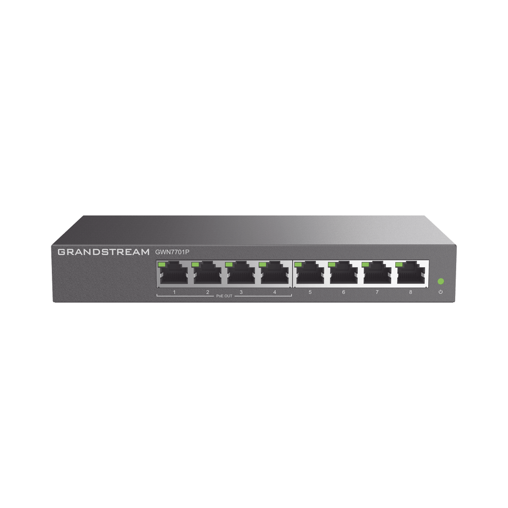 Switch PoE No Administrable, 8 x GigaEth 4 Puertos con PoE 802.3 af/at 60w GWN7701P - SILYMX