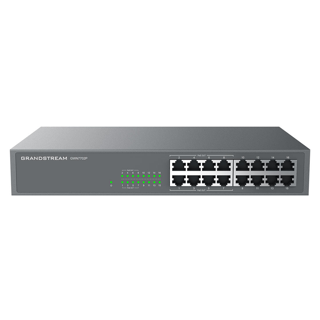 Switch PoE No Administrable 16 x GigaEth 8 Puertos con PoE 802.3 af/at 138w GWN7702P - SILYMX