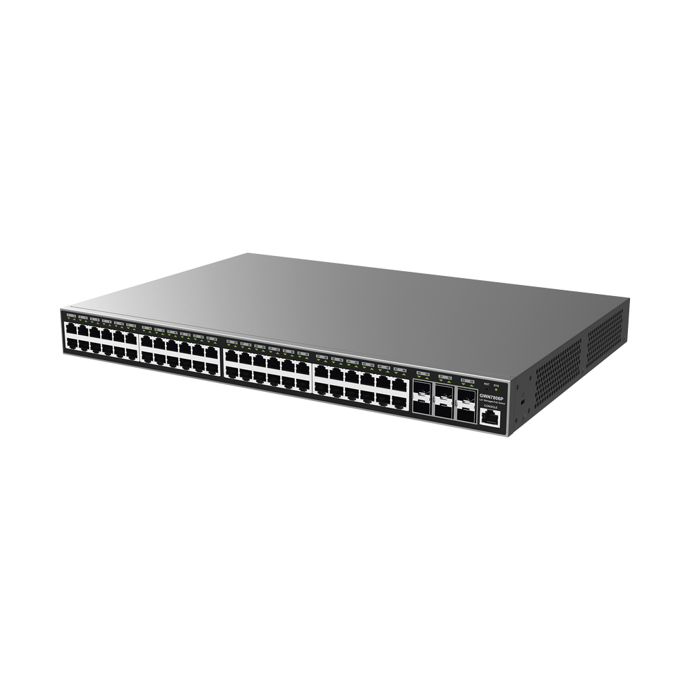 Switch Gigabit PoE+ Administrable / 48 puertos 10/100/1000 Mbps + 6 Puertos SFP+ / Hasta 400W / Compatible con GWN Cloud GWN7806P - SILYMX