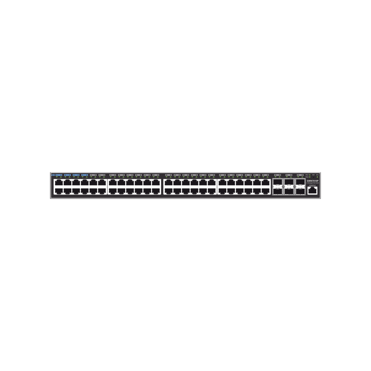 Switches PoEGRANDSTREAMGWN7816PSwitch Capa 3 PoE+ 48 Puertos Gigabit 740W 6x SFP+ 10G GWN Cloud Grandstream GWN7816P - SILYMX