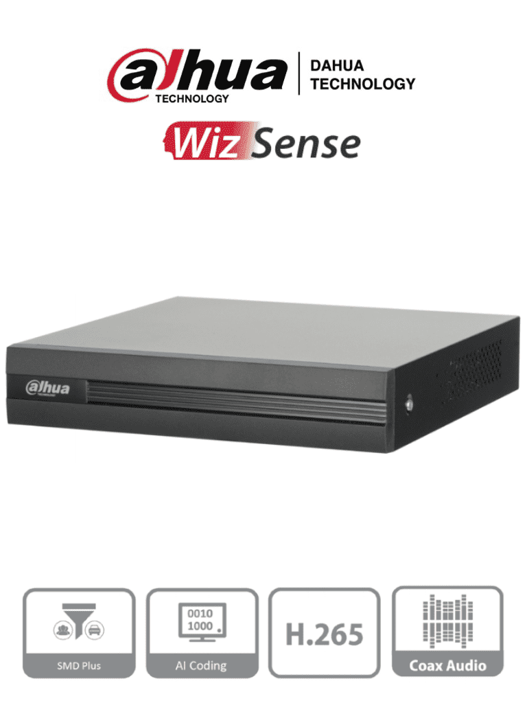 DVR Dahua de 4 Canales 5 Megapixeles Lite WizSense Cooper-I H.265+ 4 Canales + 2 IP Busqueda Inteligente (Humanos y Vehiculos) DH-XVR1B04H-I - SILYMX