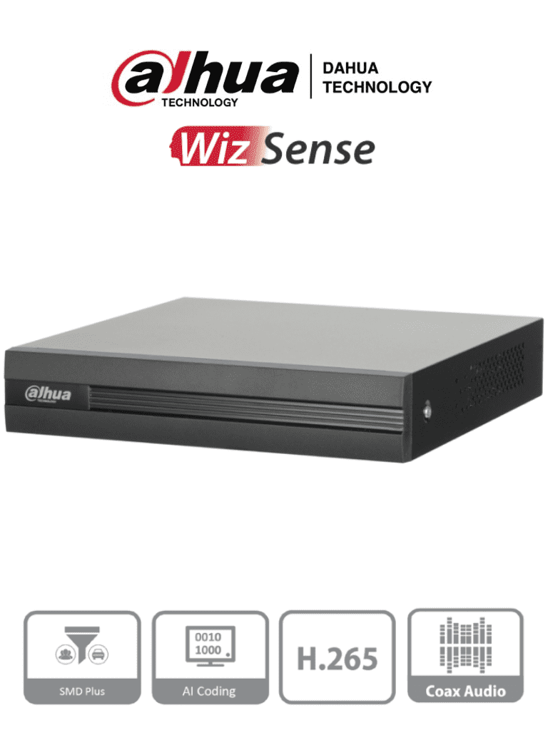 DVR DAHUA de 8 Canales de 5 Megapixeles Lite WizSense Cooper-I H.265+ 8 Canales + 4 IP o Hasta 12 Ch IP DH-XVR1B08H-I - SILYMX