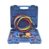 Juego de manómetros para aire acondicionadoherramienta de carga de refrigerante doble válvula adaptadores acoplamiento rápido manguera de 1.5 metros - SILYMX
