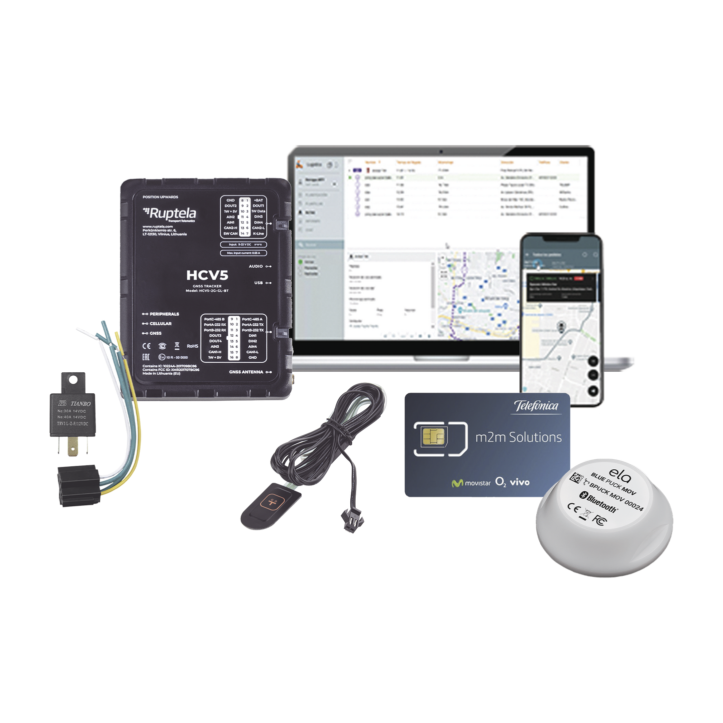 Kit de Localizador 4G LTE /  1 MICSIM25GPS y datos 1 año + 1 BLUEPUCKRHT + 1 EPCOMGPSMENSUAL + RELAY + Botón SOS 