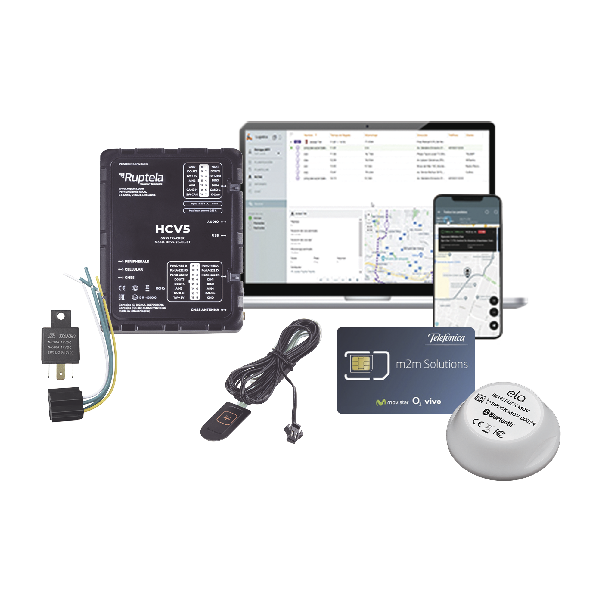 Kit de Localizador 4G LTE /  1 MICSIM25GPS y datos 1 año + 1 BLUEPUCKRHT + 1 EPCOMGPSMENSUAL + RELAY + Botón SOS 