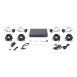 KIT TURBOHD 5 Megapixel DVR 4 Canales 4 Cámaras Bala con Micrófono Integrado (exterior 2.8 mm) Fuente de Poder Accesorios de Instalación - SILYMX