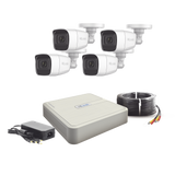 Kit TurboHD 1080p Lite DVR 4 canales Audio por Coaxitron 4 Cámaras Bala de Policarbonato con Micrófono Integrado HL1080PS(C) - SILYMX