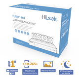 KIT de 4 Cámaras de Vigilancia TurboHD 1080p H.265+ DVR 4 canales 4 Cámaras Bala de Metal Fuente de Poder Accesorios de Instalación HL24LQKITS-M(B) - SILYMX