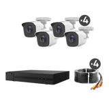 KIT de 4 Cámaras de Vigilancia TurboHD 1080p H.265+ DVR 4 canales 4 Cámaras Bala de Metal Fuente de Poder Accesorios de Instalación HL24LQKITS-M(B) - SILYMX