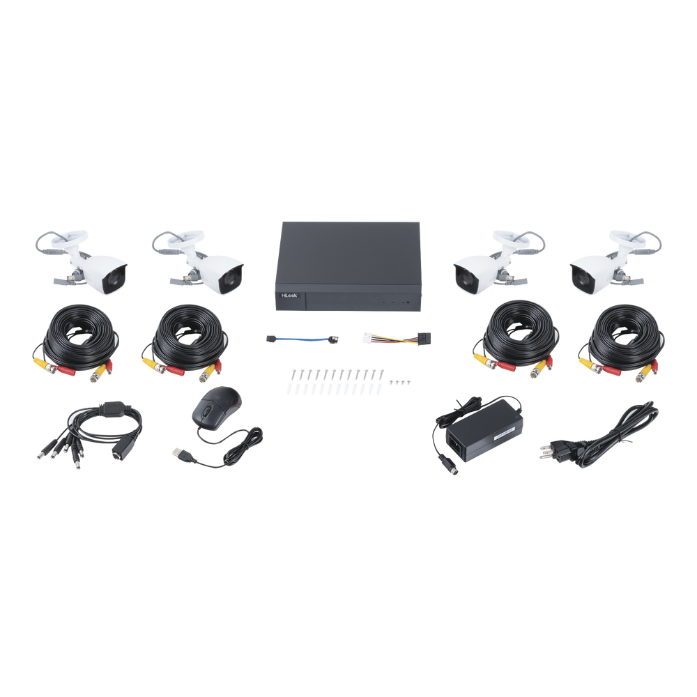 KIT de 4 Cámaras TurboHD 1080p / DVR 8 canales con H.265+ / 4 Cámaras Bala Metálicas / Fuente de Poder / Accesorios de Instalación HL28LQKITS-M(B) - SILYMX