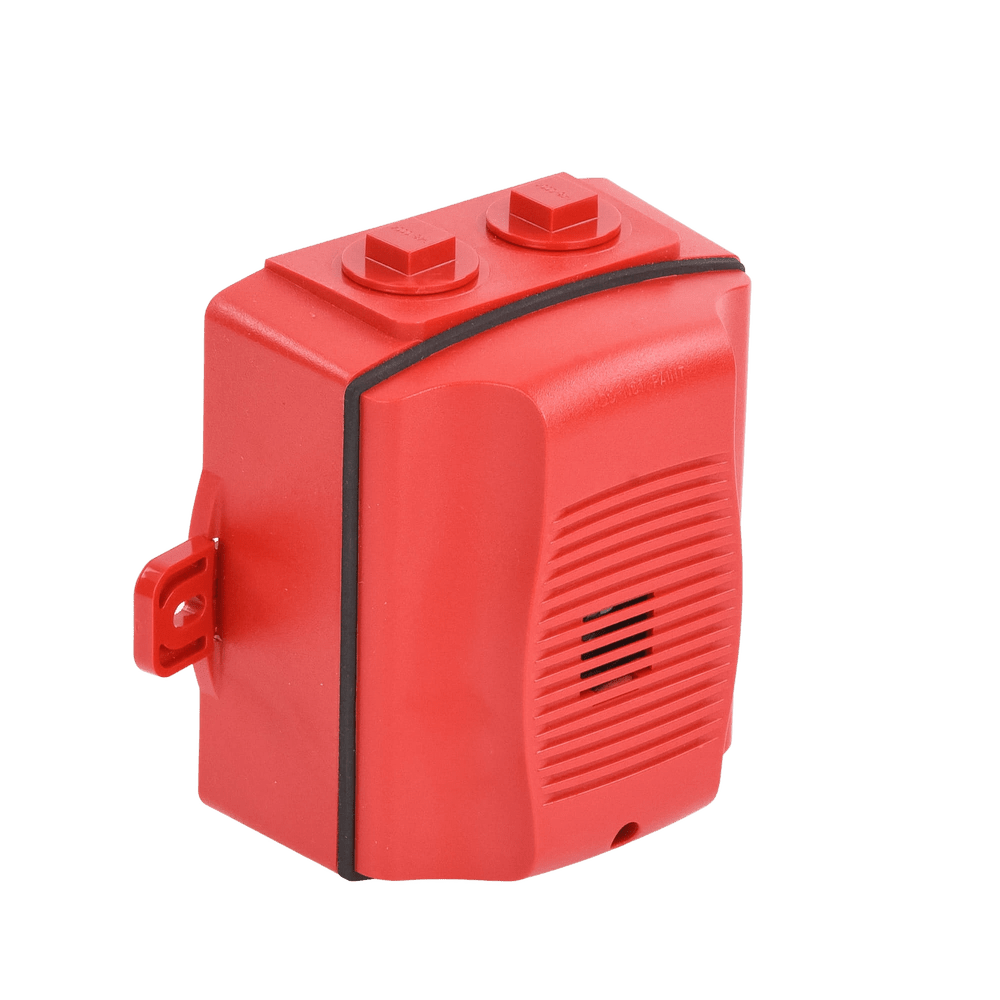 Sirena para Exterior, Montaje en Techo o Pared, 12 a 24 Vcc, Color Rojo HR-K - SILYMX