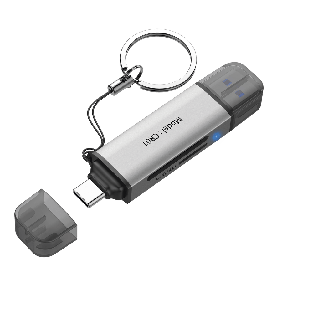 Lector de Tarjetas 2 en 1 Conector Dual USB-A y USB-C Soporta SD y Micro SD HS-HUB-CR01 - SILYMX