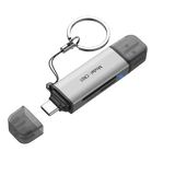 Lector de Tarjetas 2 en 1 Conector Dual USB-A y USB-C Soporta SD y Micro SD HS-HUB-CR01 - SILYMX