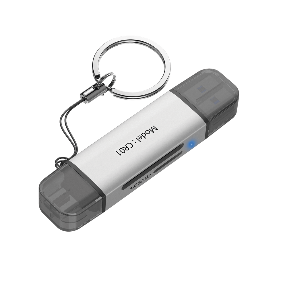 Lector de Tarjetas 2 en 1 Conector Dual USB-A y USB-C Soporta SD y Micro SD HS-HUB-CR01 - SILYMX