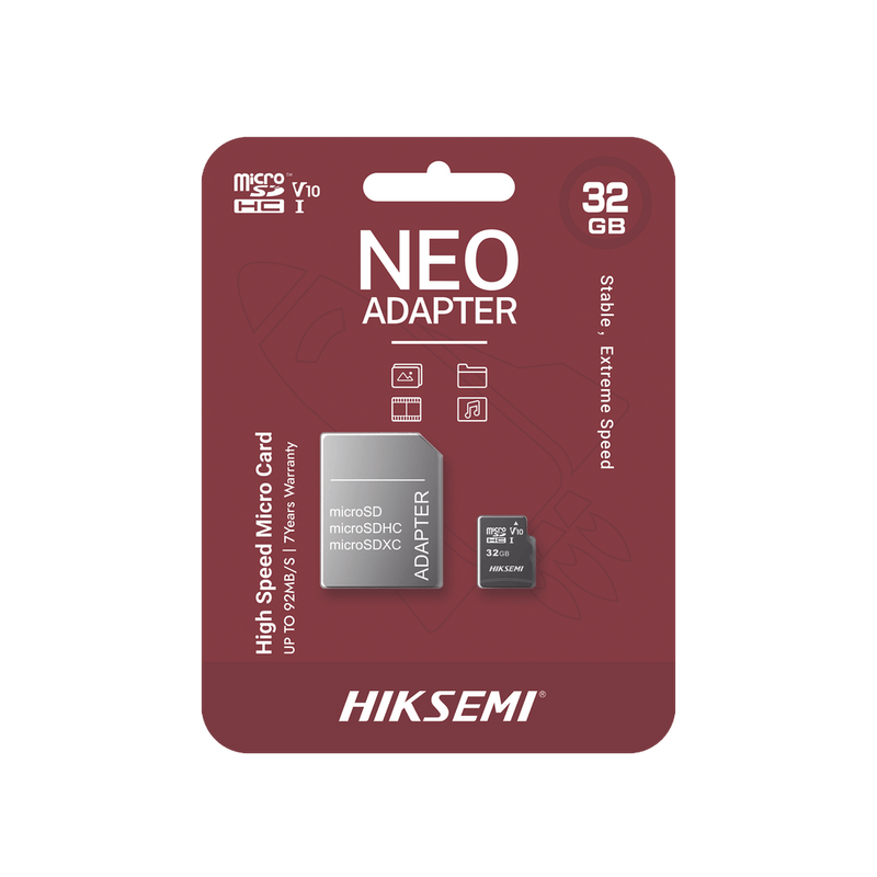Memoria microSD con Adaptador Ideal para Celular o Tablet 32 GB Multipropósito Clase 10 92 MB/s Lectura 50 MB/s Escritura HS-TF-C1/32G/NEO/A - SILYMX