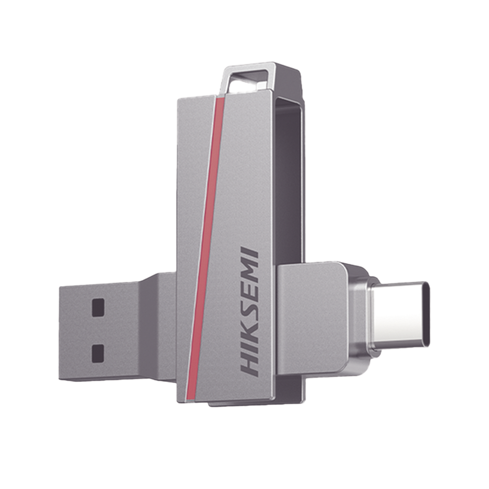 Memoria USB Dual de 128 GB USB-C y USB-A Transferencia de Alta Velocidad Metálica Compatible con Dispositivos Móviles Windows Mac y Linux HS-USB-E307C/128G - SILYMX