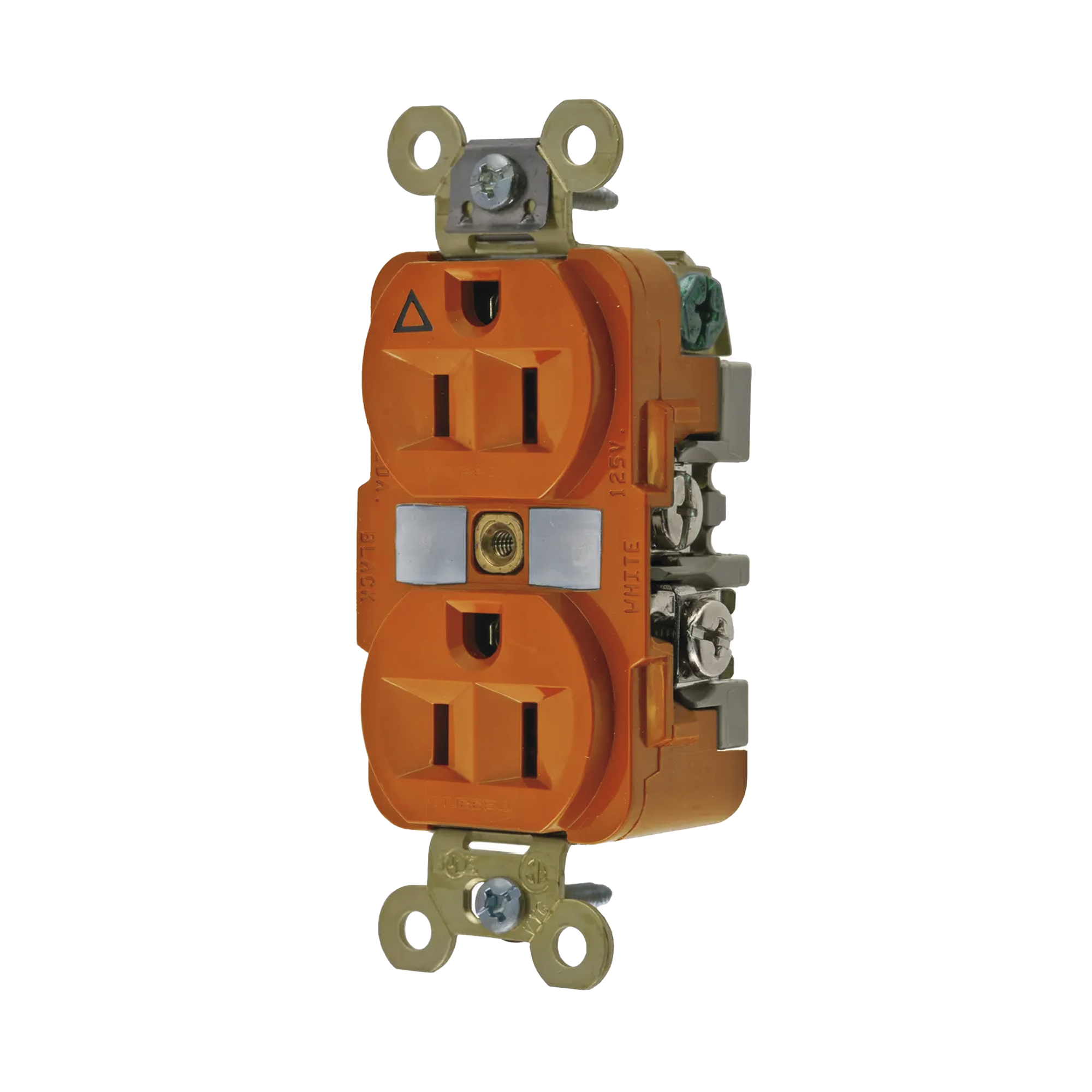 Contacto Dúplex Conexión a Tierra Aislada 15A 125V/ 2 Polos 3 Hilos/ Color Naranja/ Nema 5-15R/ Grado Industrial HUBBELL HUB-IG5262 - SILYMX