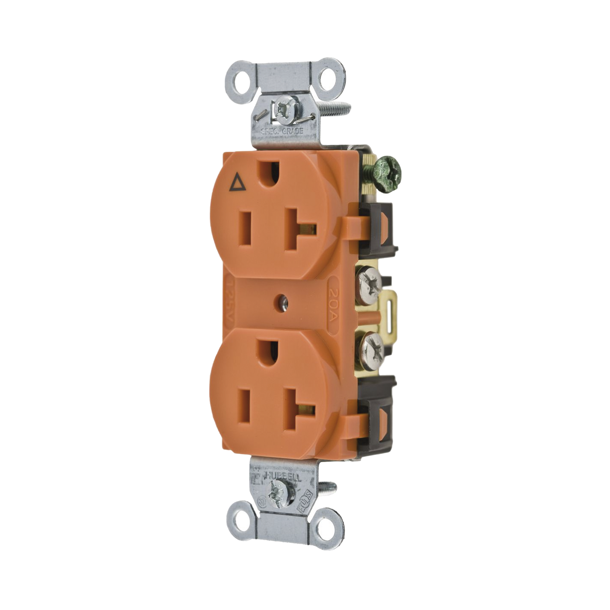 Contacto Dúplex Conexión a Tierra Aislada/ 20 A 125 V/ 2 polos 3 Hilos/ Color naranja/ Nema 5- 20R/ Grado Comercial HUBBELL HUB-IG5352 - SILYMX
