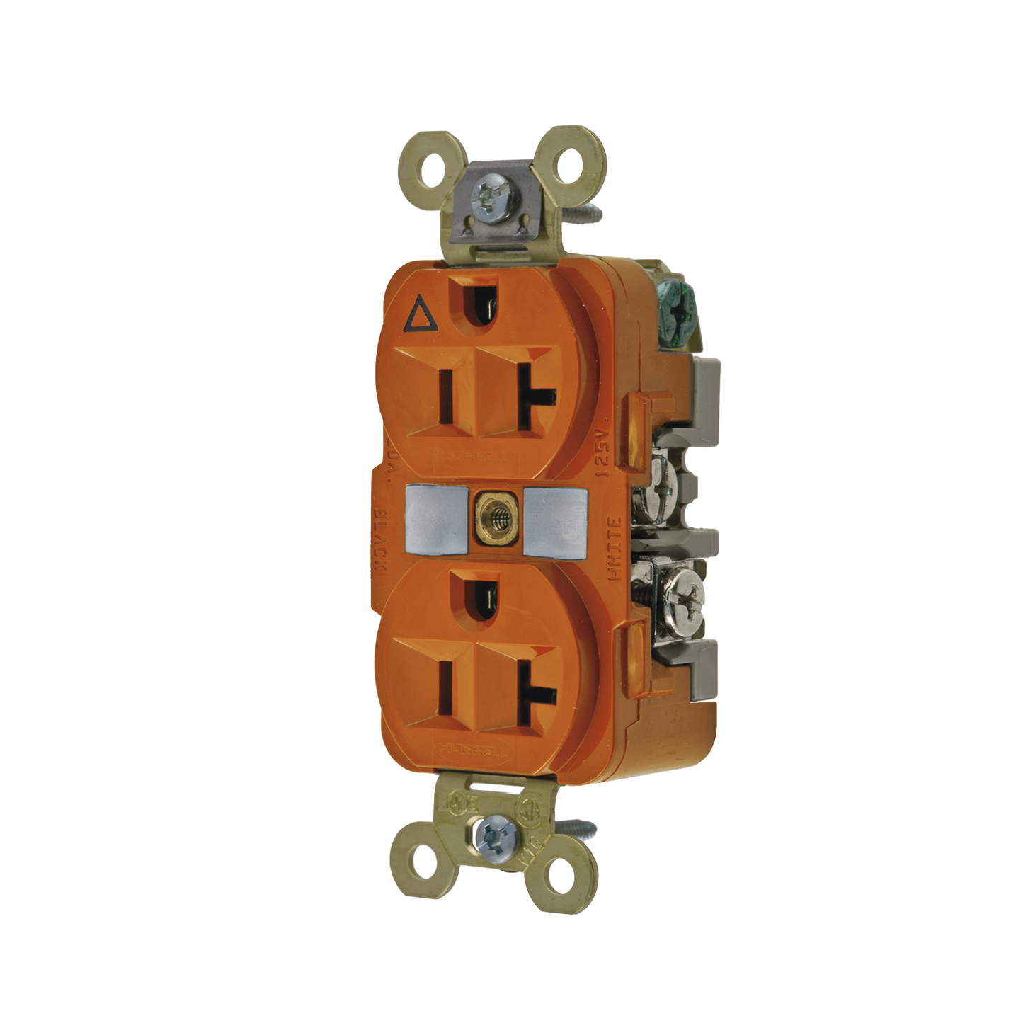 Contacto Dúplex Conexión a Tierra Aislada/ 20 A 125 V/ 2 polos 3 Hilos/ Color Naranja/ Nema 5- 20R/ Grado Industrial HUBBELL HUB-IG5362 - SILYMX