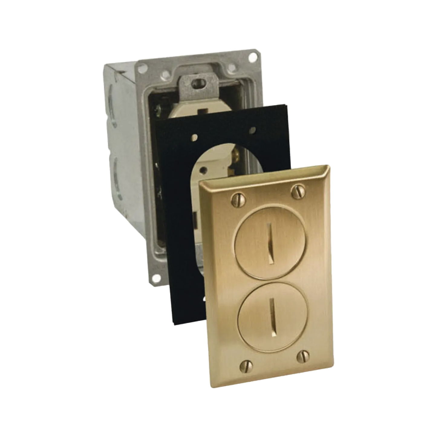 Kit de Caja de Piso con Receptaculo de  15A 125V/ Acabado Latón HUBBELL HUB-RF6500-BR - SILYMX