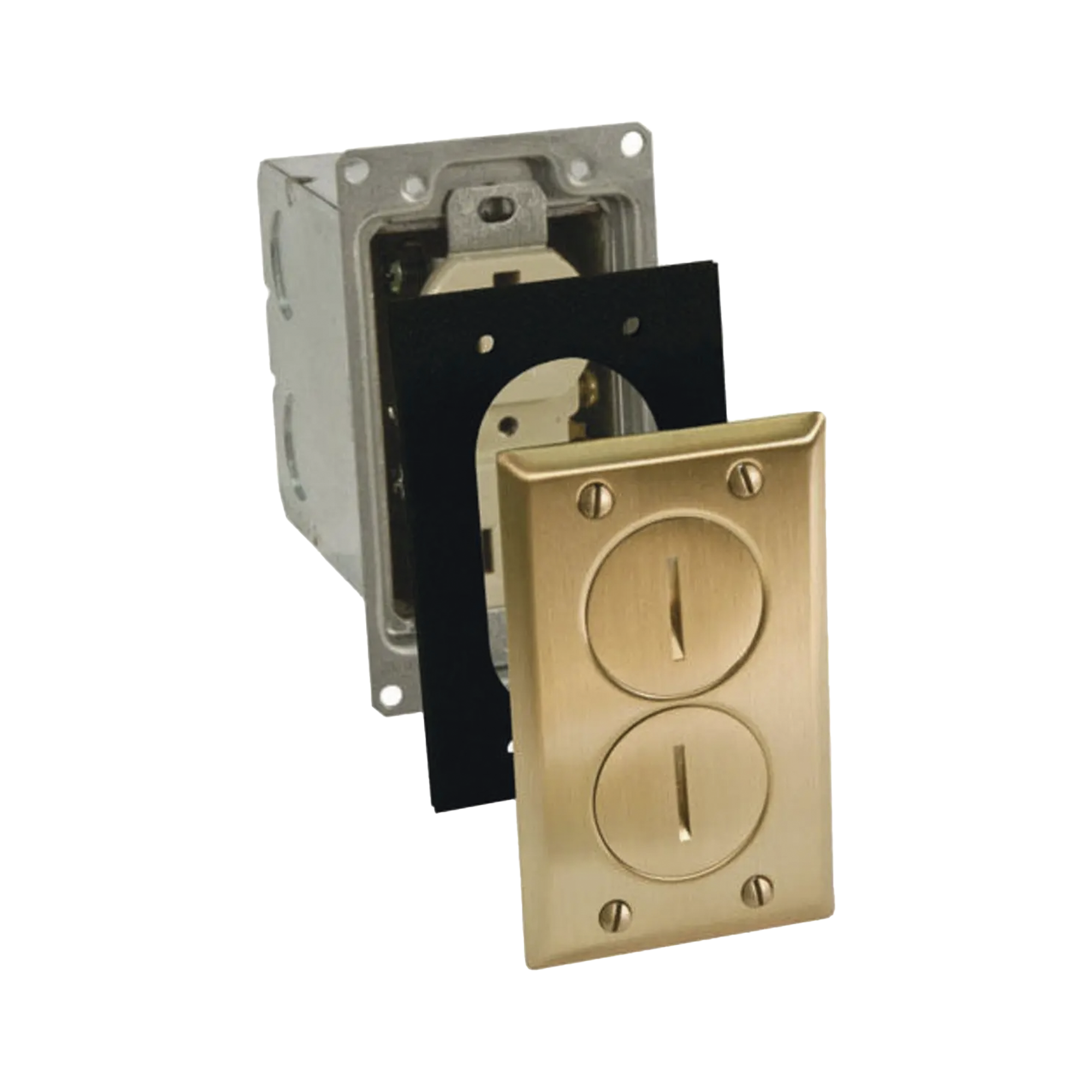 Kit de Caja de Piso con Receptaculo de  15A 125V/ Acabado Latón HUBBELL HUB-RF6500-BR - SILYMX