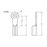 Zapata Terminal de Ojillo para Tornillo 3/16" (5 mm) y Cable Calibre 16-14 AWG HUB-T14-10 - SILYMX