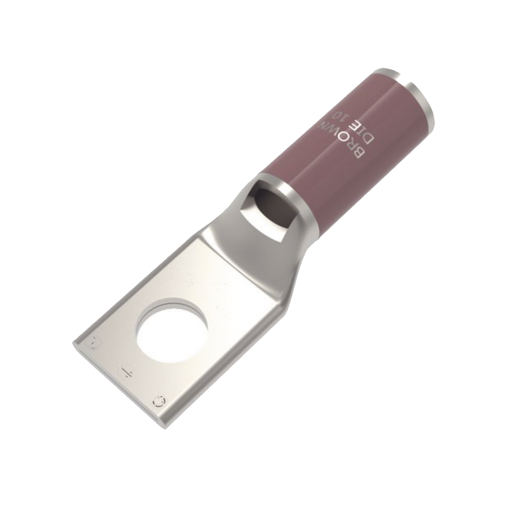 Zapata Terminal de Compresión de Cobre Electrolítico Estañado de Cañón Corto para Tornillo de 1/2" y Calibre 2 AWG. HUB-YA2-CL6-BOX - SILYMX