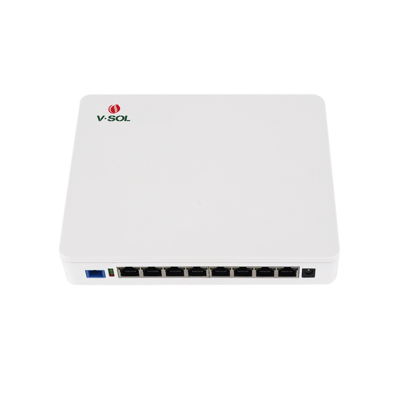 ONU Dual EPON/GPON 8 Puertos PoE 802.3at Gigabit Wi-Fi Doble banda 2.4 y 5 GHz 1 Puerto SC/UPC V-SOL ICT3310DPS-8G2NAC
