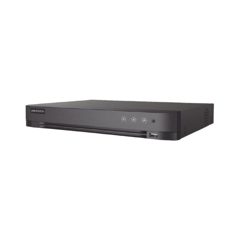 DVR 4 Canales TURBOHD + 4 Canales IP 8 Megapixel 4K Audio de dos vías por Coaxitron ACUSENSE Reconocimiento Facial 1 Bahía de Disco Duro Salida de Video en Full HD H.265+ IDS-7204HUHI-M1/XT - SILYMX