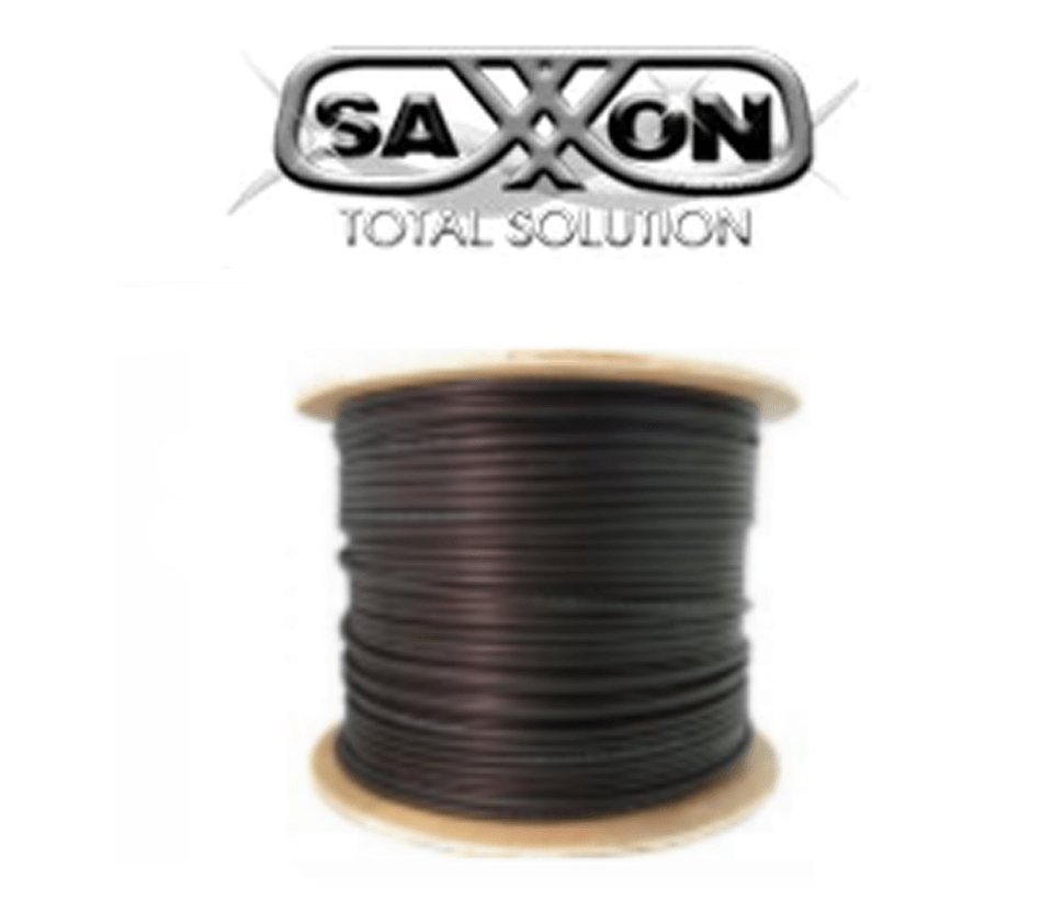 Bobina de Cable UTP Cat6 Saxxon Para Exterior con Gel 100% Cobre Color Negro 305 Metros OUTPCAT6GCOPEXT - SILYMX