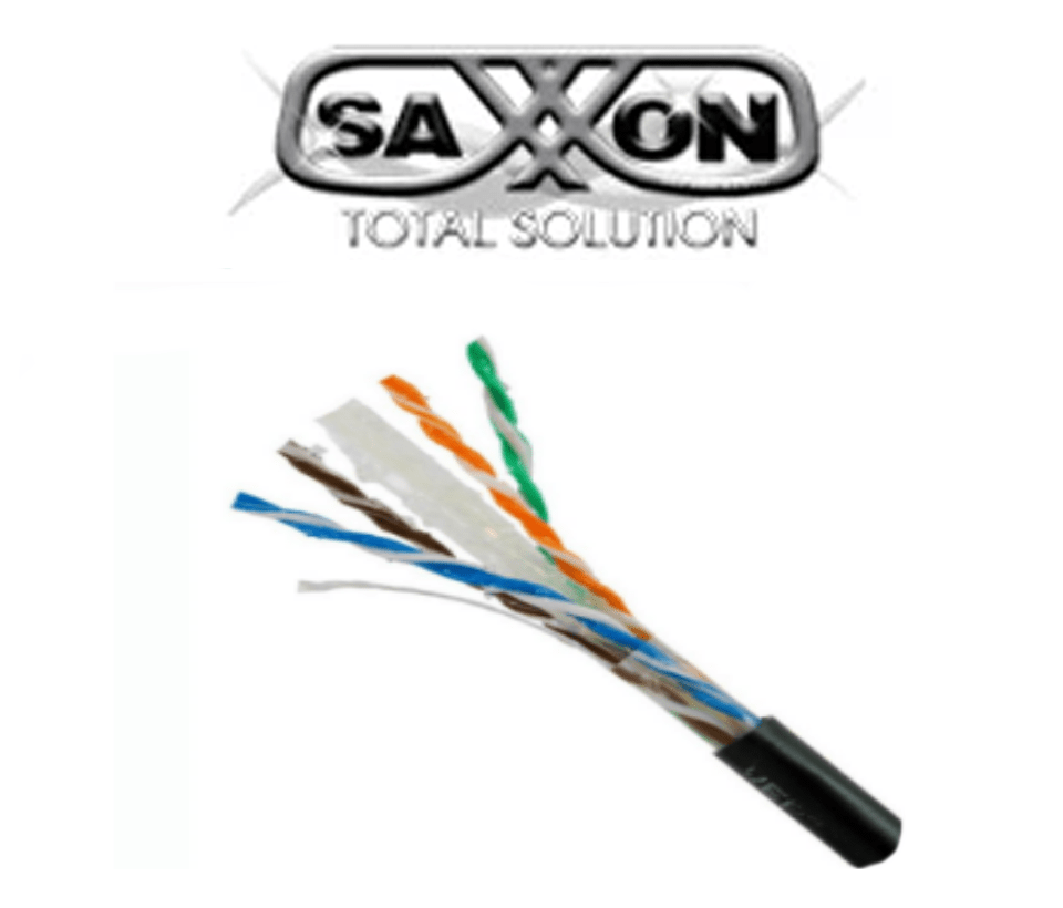 Bobina de Cable UTP Cat6 Saxxon Para Exterior con Gel 100% Cobre Color Negro 305 Metros OUTPCAT6GCOPEXT - SILYMX