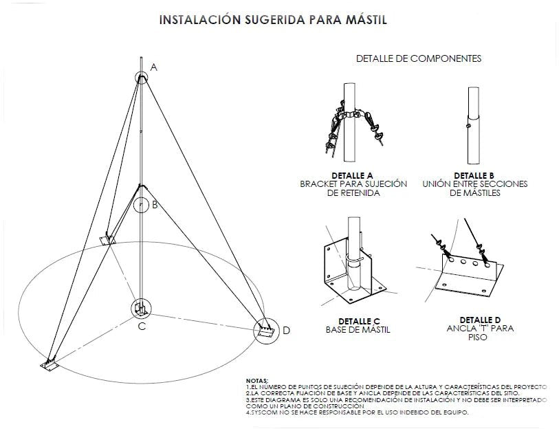 Mástil Telescópico de 9 m (Requiere accesorios de Instalación) SLM-9 - SILYMX