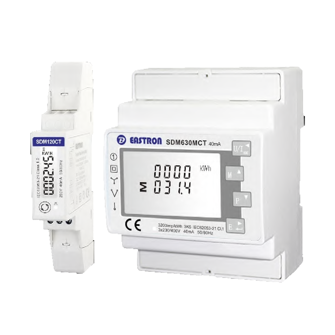 Smart Meter para Net Zero Export con 3 CT´S de corriente de 100A y comunicación RS485 para inversores de 2 y 3 fases.
