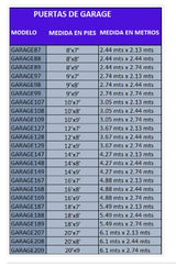Puerta de Garage de Alta Calidad Linea Central Color Blanco 16X9 pies AISLADA Estilo Americana GARAGE-169 - SILYMX
