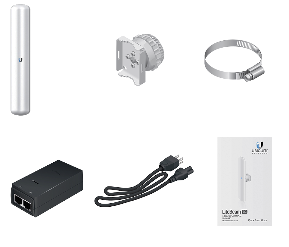Estación Base Ubiquiti 2x2 MIMO airMAX LiteAP AC hasta 450 Mbps 5 GHz (5150 - 5875 MHz) con antena integrada de 16 dBi de 120 grados LAP-120 - SILYMX