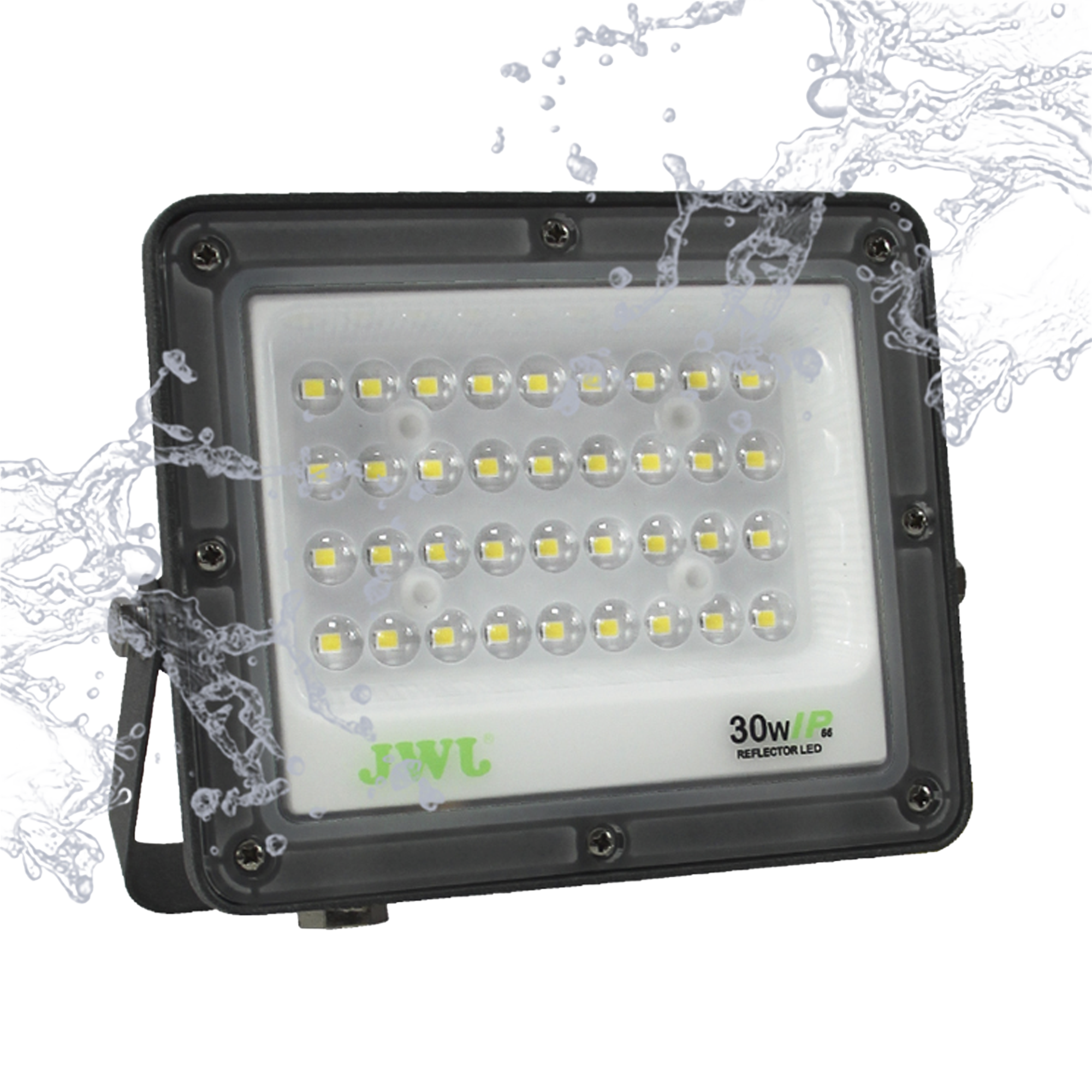 Reflector Tipo Lupa 200 W Flujo luminoso 20 000 lm 110 - 240 Vca~ 60Hz Dimensiones 378 x 280 x 25mm Uso en exterior IP66 JWJ JLRE-L200 - SILYMX