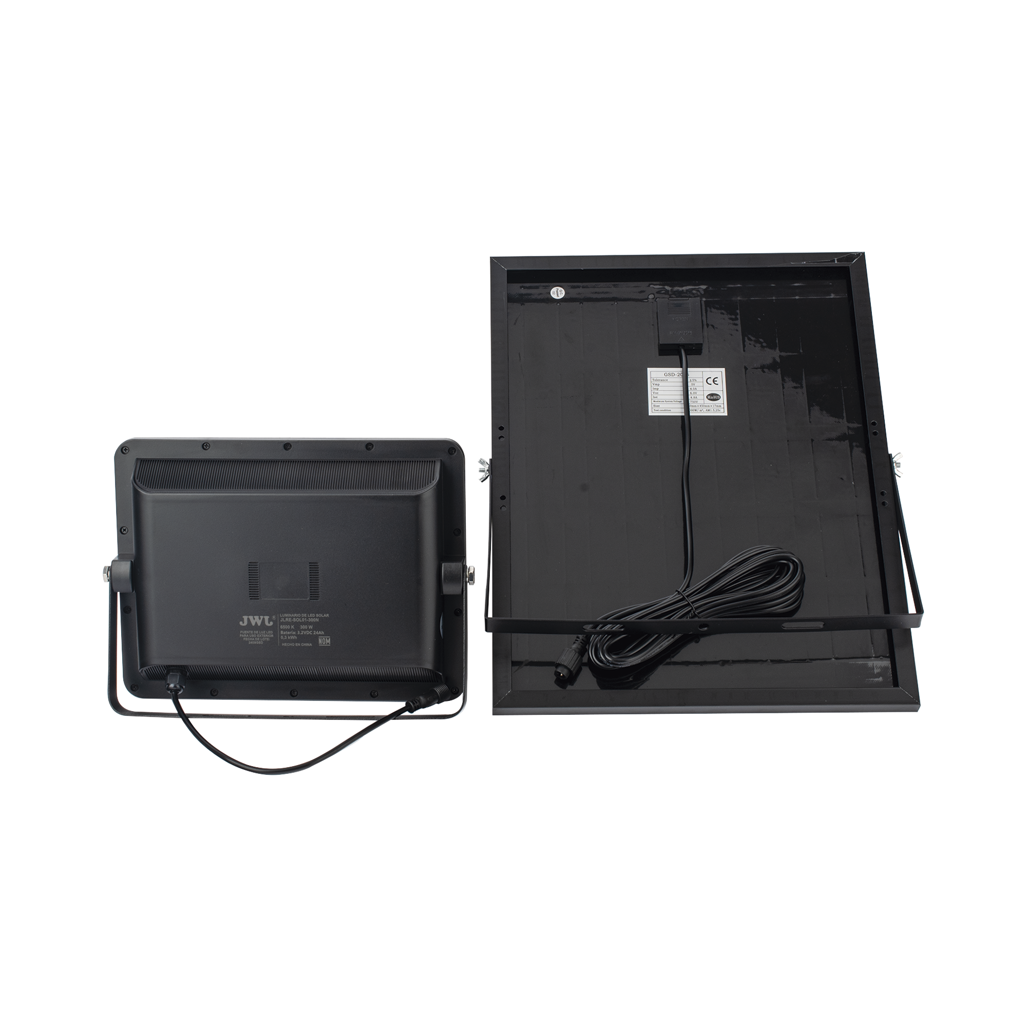 Reflector con Panel Solar 300 W  Batería 3.2  V CD T.C.C. 6 500 K IP66 JWJ JLRE-SOL-01-300N - SILYMX