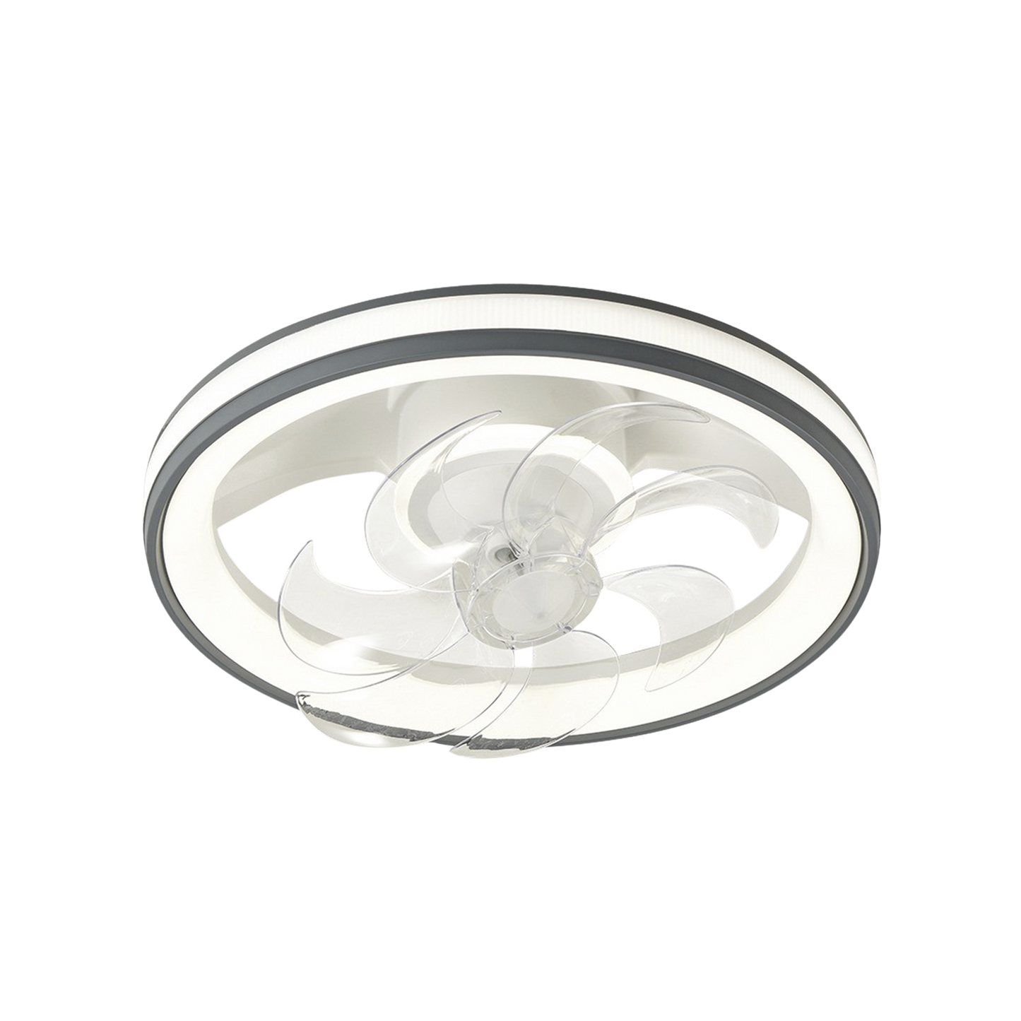 Ventilador de Techo con Luminario LED de  110 V CA 50/60 Hz  88 W /4500 Lm 6500 - 4 000 - 2 700 K /3 Tonos de Luz 500 mm 6 Velocidades Dimeable /Color Blanco y Gris JWJ JLV-013 - SILYMX