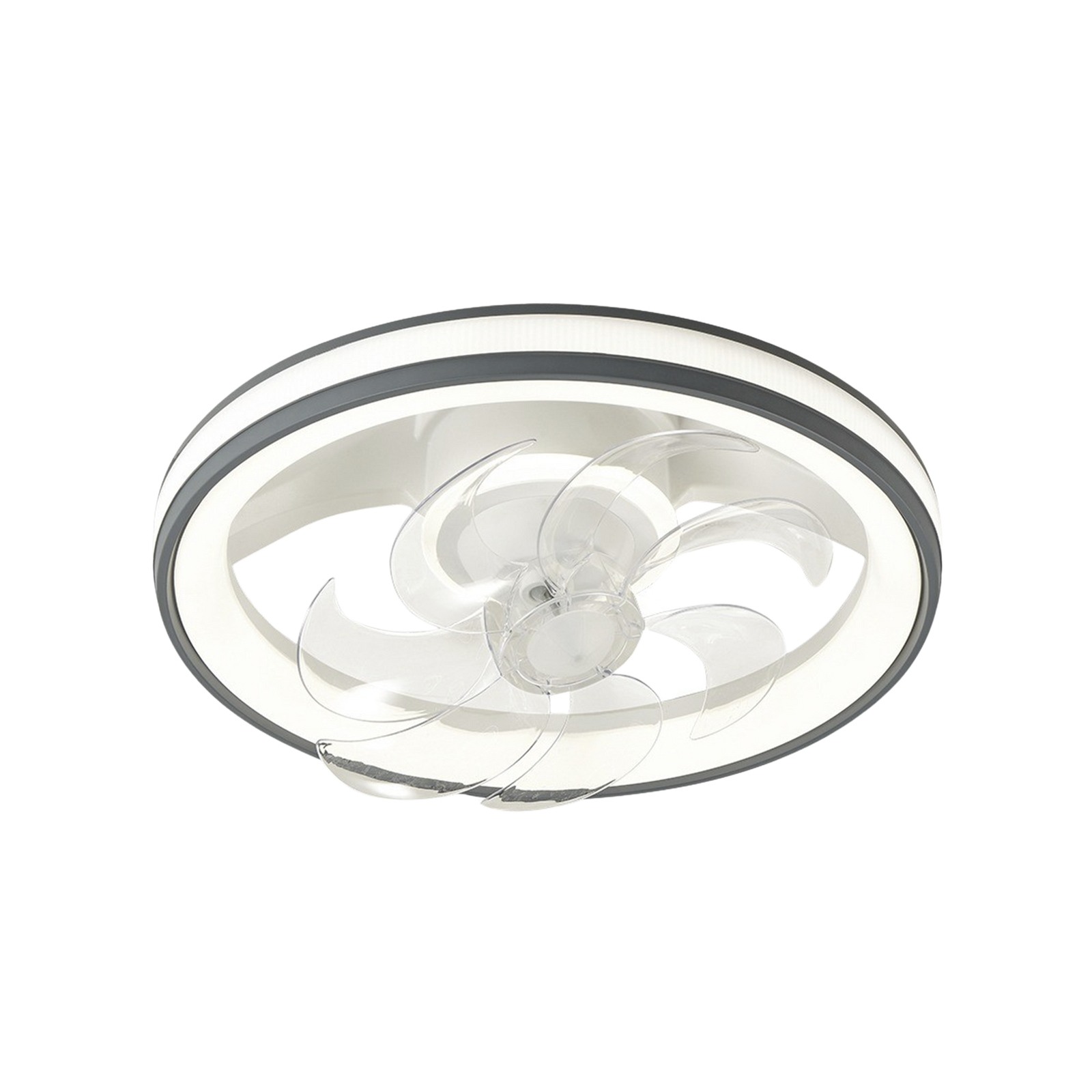 Ventilador de Techo con Luminario LED de  110 V CA 50/60 Hz  88 W /4500 Lm 6500 - 4 000 - 2 700 K /3 Tonos de Luz 500 mm 6 Velocidades Dimeable /Color Blanco y Gris JWJ JLV-013 - SILYMX