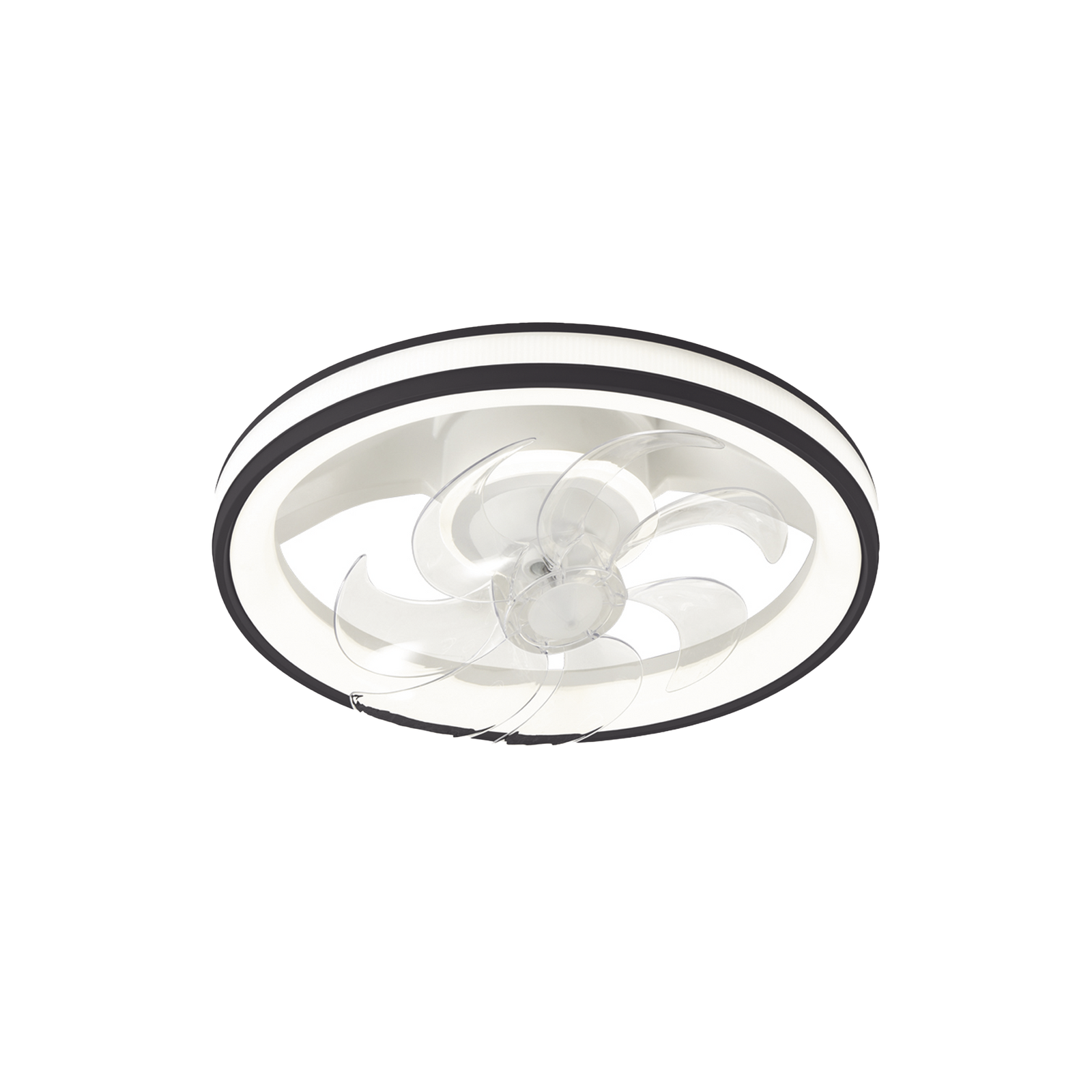 Ventilador de Techo con Luminario LED de  110 V CA 50/60 Hz  88 W /4500 Lm 6500 - 4 000 - 2 700 K /3 Tonos de Luz 501 mm 6 Velocidades Dimeable Color Blanco y Negro JWJ JLV-014 - SILYMX