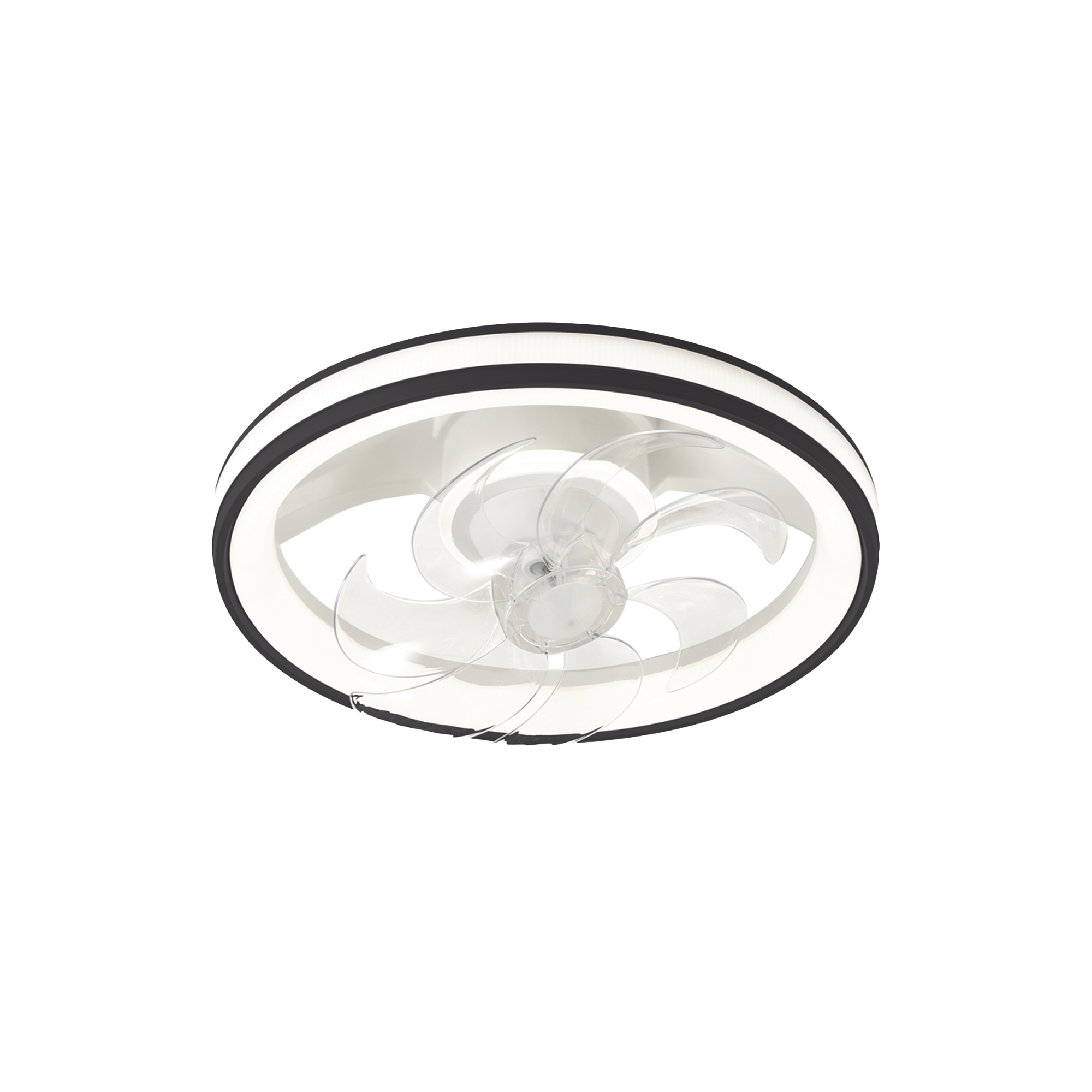 Ventilador de Techo con Luminario LED de  110 V CA 50/60 Hz  88 W /4500 Lm 6500 - 4 000 - 2 700 K /3 Tonos de Luz 501 mm 6 Velocidades Dimeable Color Blanco y Negro JWJ JLV-014 - SILYMX