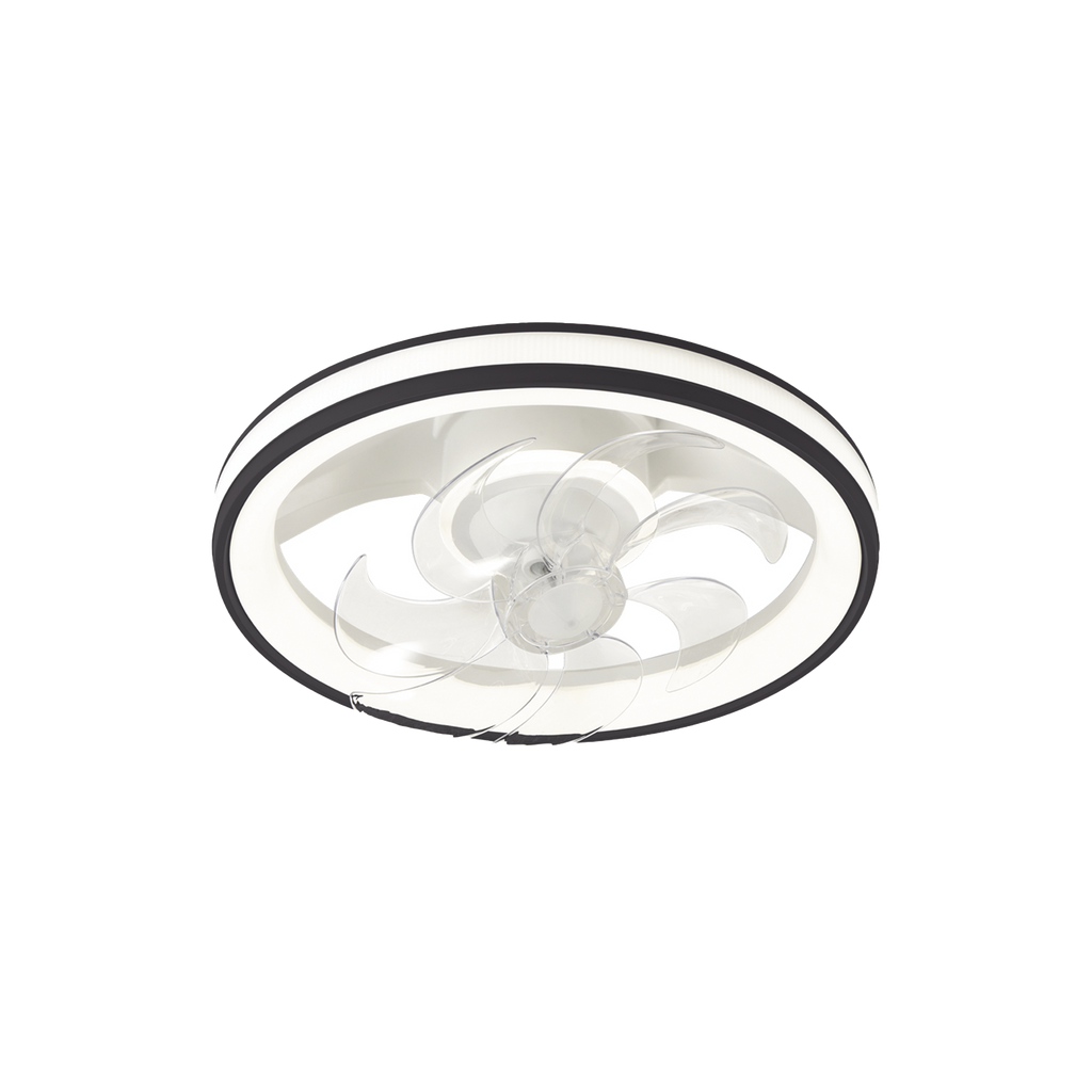 Ventilador de Techo con Luminario LED de  110 V CA 50/60 Hz  88 W /4500 Lm 6500 - 4 000 - 2 700 K /3 Tonos de Luz 501 mm 6 Velocidades Dimeable Color Blanco y Negro JWJ JLV-014 - SILYMX