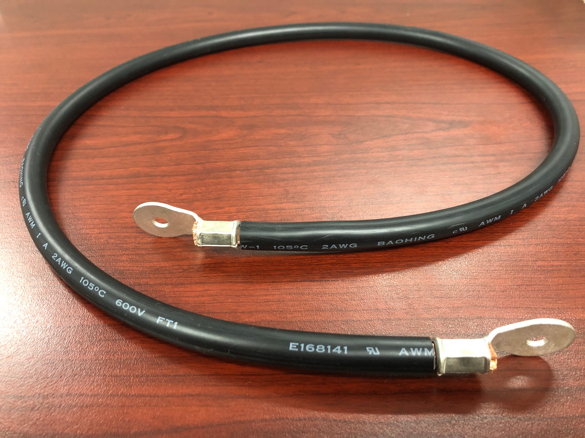 Cable para Baterías 1 m Negro Calibre 2 AWG con Terminales de Ojo en Ambos Extremos CBL-AWG2-1B - SILYMX