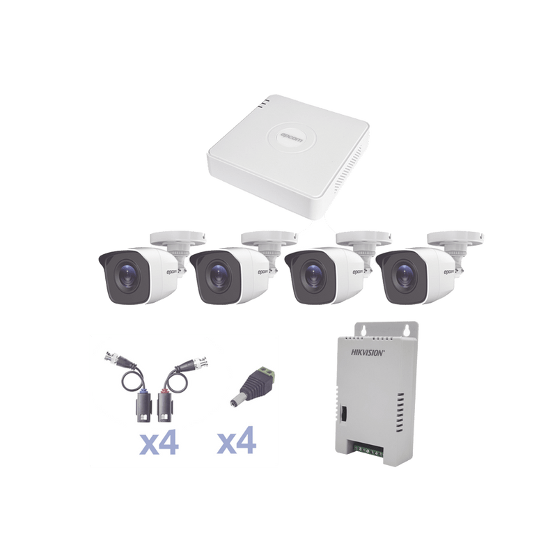 KIT TurboHD 1080 Lite  DVR 4 Canales  4 Cámaras Bala (exterior 2.8 mm) - SILYMX