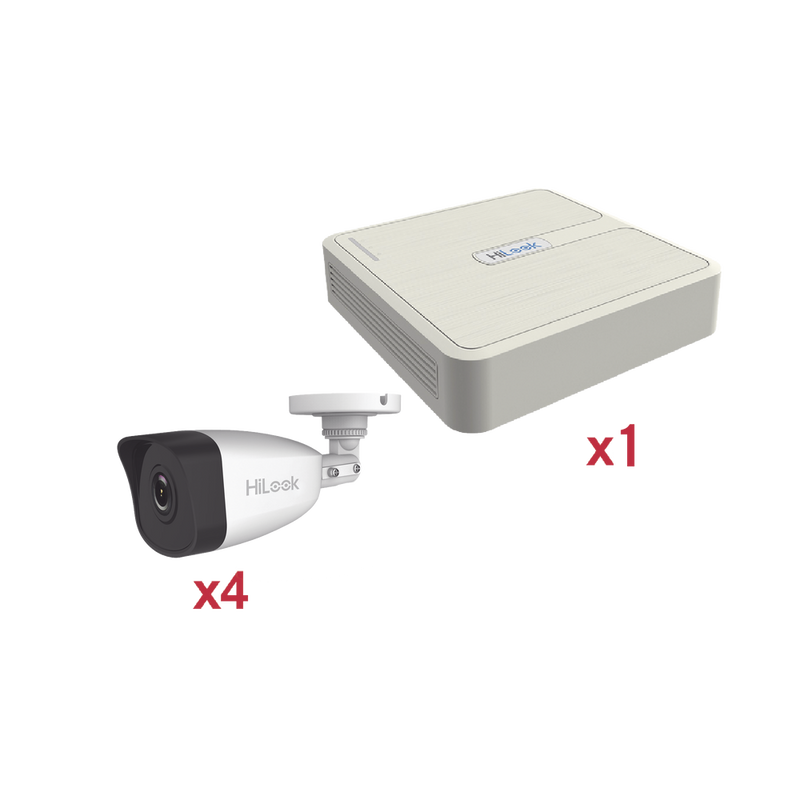 Kit 4 Cámaras IP Bala para Exteior  NVR de 4 Canales - SILYMX