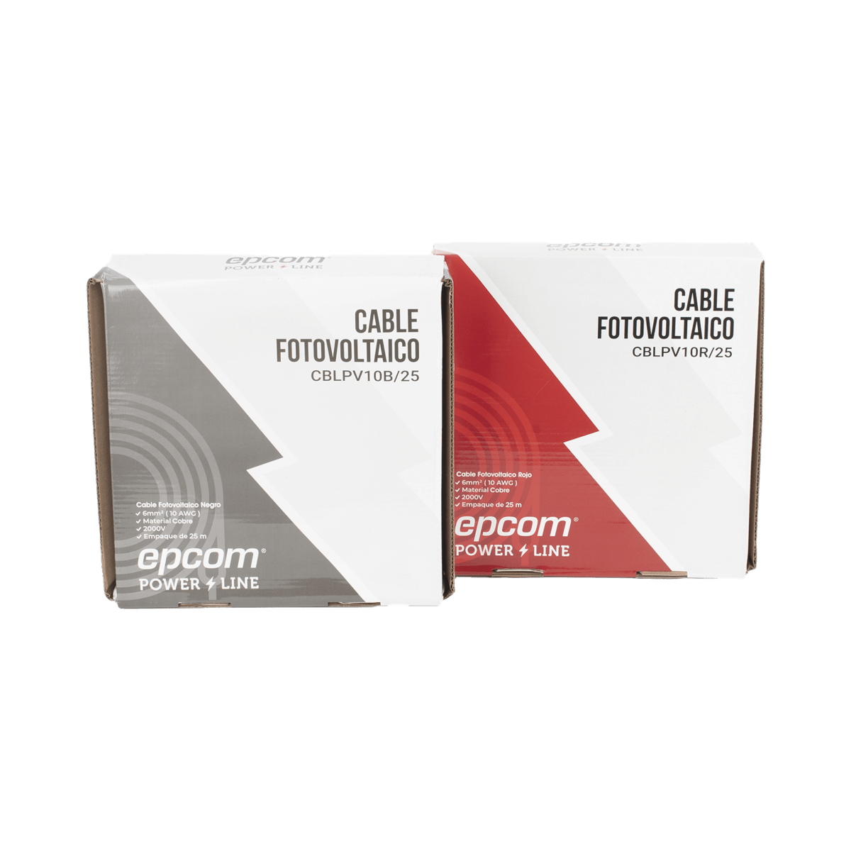 Cables Fotovoltaicos SolaresEPCOM POWERLINEKIT2CBLPV10RB/25Kit 2 Rollos Cable Fotovoltaico 25m (82ft) Cobre 10 AWG 1000/2000V 120°C EPCOM POWERLINE KIT2CBLPV10RB/25 - SILYMX