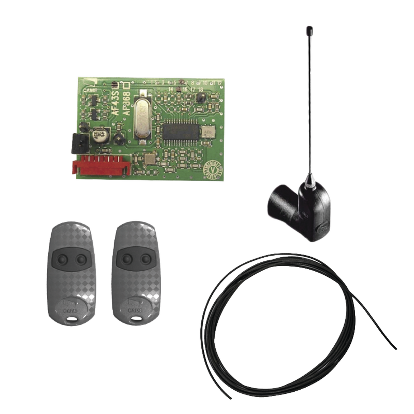 Kit Receptor Inalámbrico / Alcance 45 m (147.6 ft) / 2 Controles Remotos / Cable RG58 3 m / Antena Externa