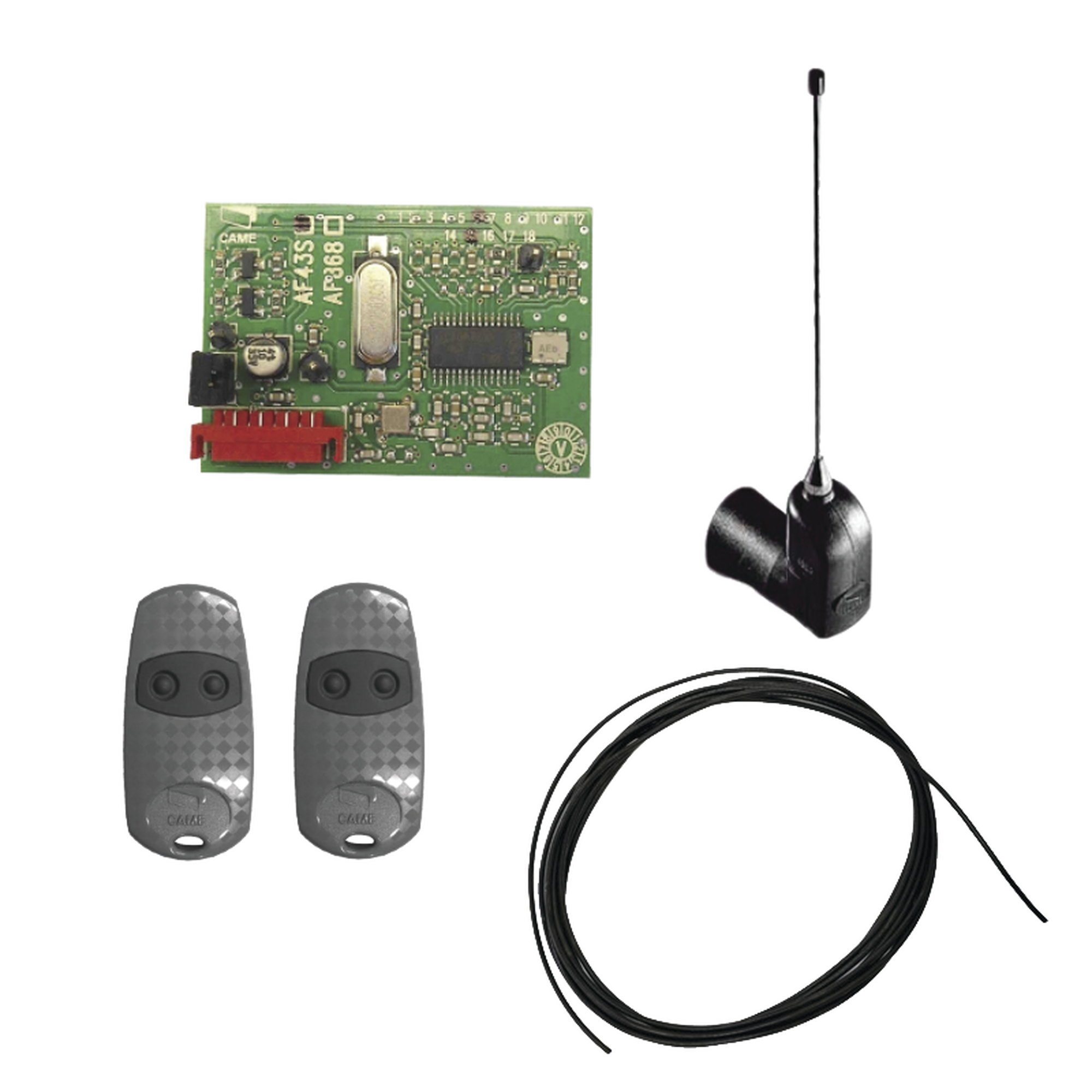 Kit Receptor Inalámbrico / Alcance 45 m (147.6 ft) / 2 Controles Remotos / Cable RG58 3 m / Antena Externa
