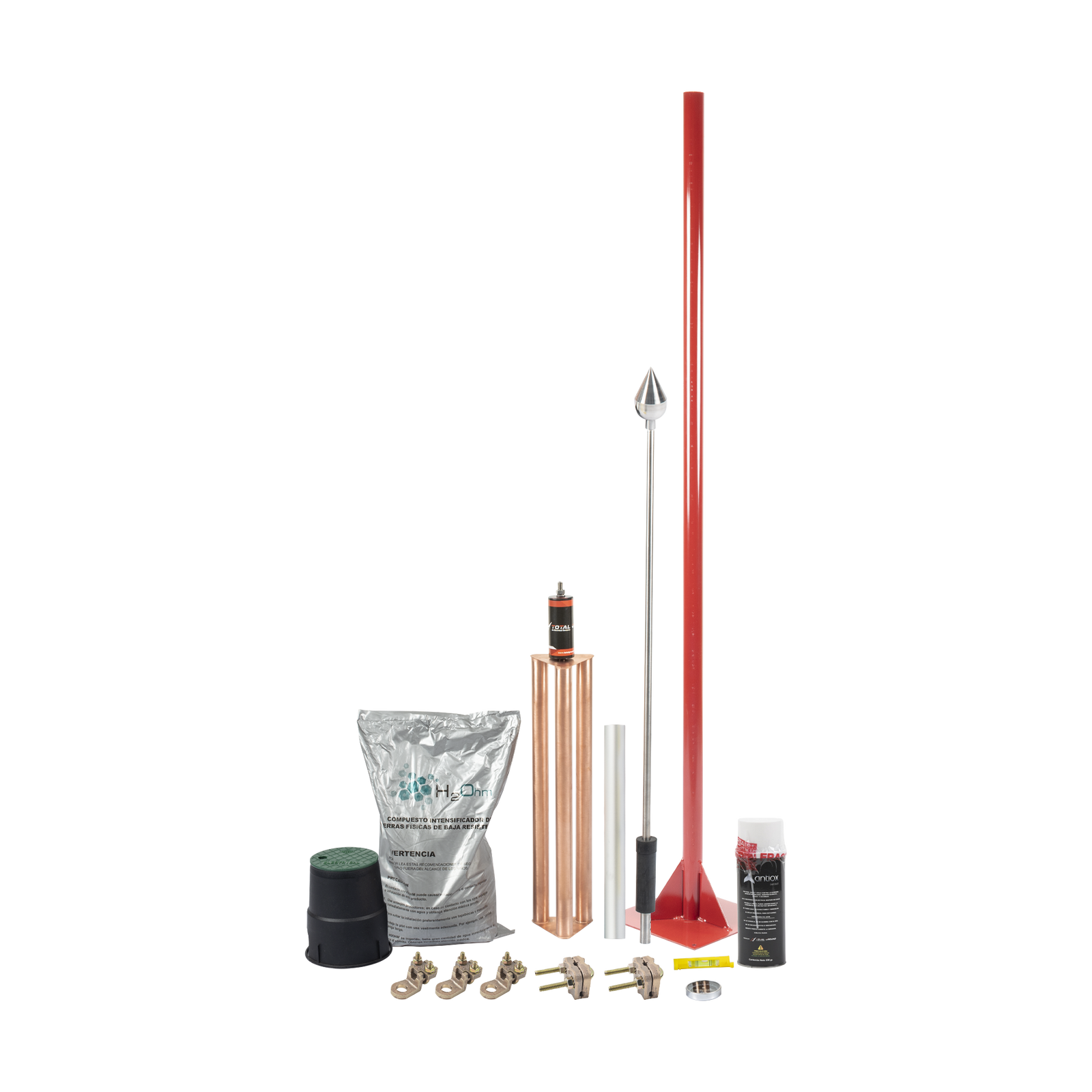 Kit Pararrayo con Accesorios para Protección de Diámetro de 80 m TOTAL GROUND KIT-MASTER-ALU-V2 - SILYMX